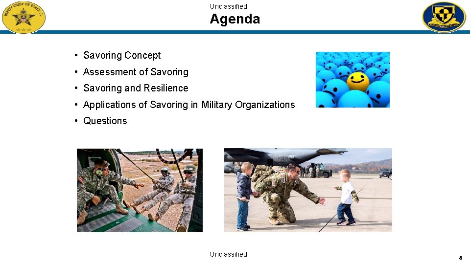 Unclassified Agenda • Savoring Concept • Assessment of Savoring • Savoring and Resilience •