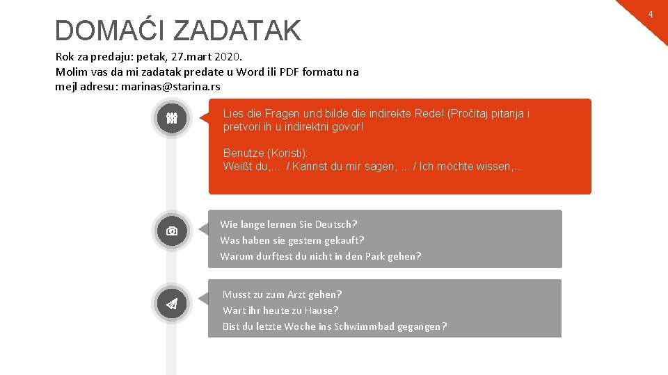 DOMAĆI ZADATAK Rok za predaju: petak, 27. mart 2020. Molim vas da mi zadatak