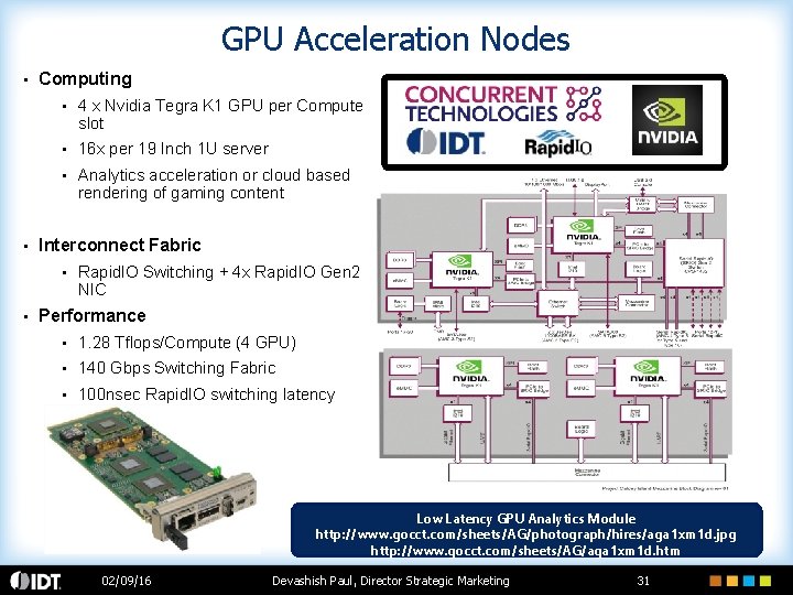 GPU Acceleration Nodes • • Computing • 4 x Nvidia Tegra K 1 GPU