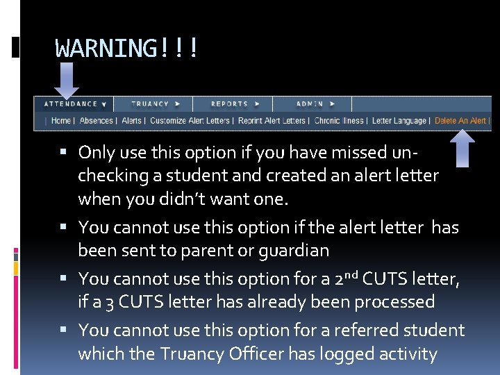 WARNING!!! Only use this option if you have missed unchecking a student and created