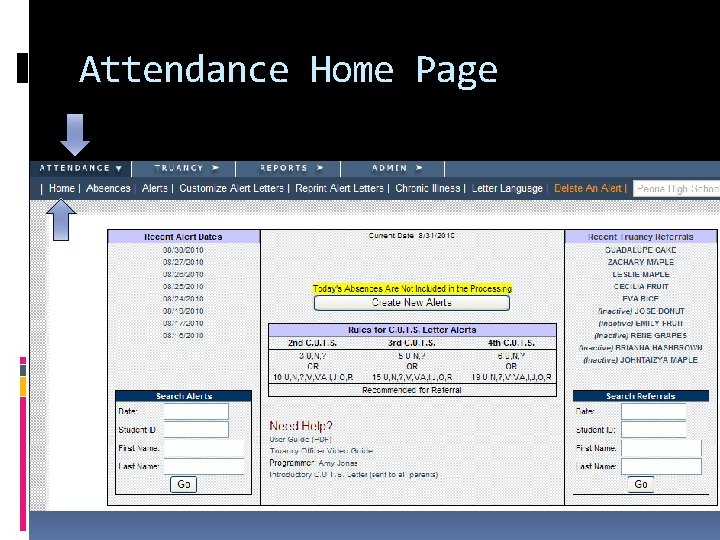 Attendance Home Page 