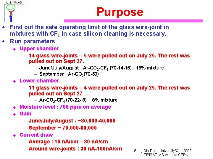 Purpose · Find out the safe operating limit of the glass wire-joint in mixtures