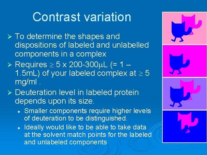 Contrast variation To determine the shapes and dispositions of labeled and unlabelled components in