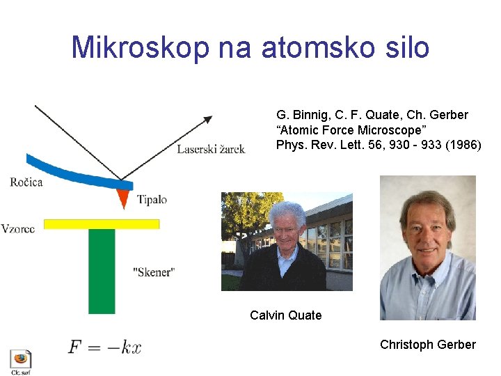 Mikroskop na atomsko silo G. Binnig, C. F. Quate, Ch. Gerber “Atomic Force Microscope”