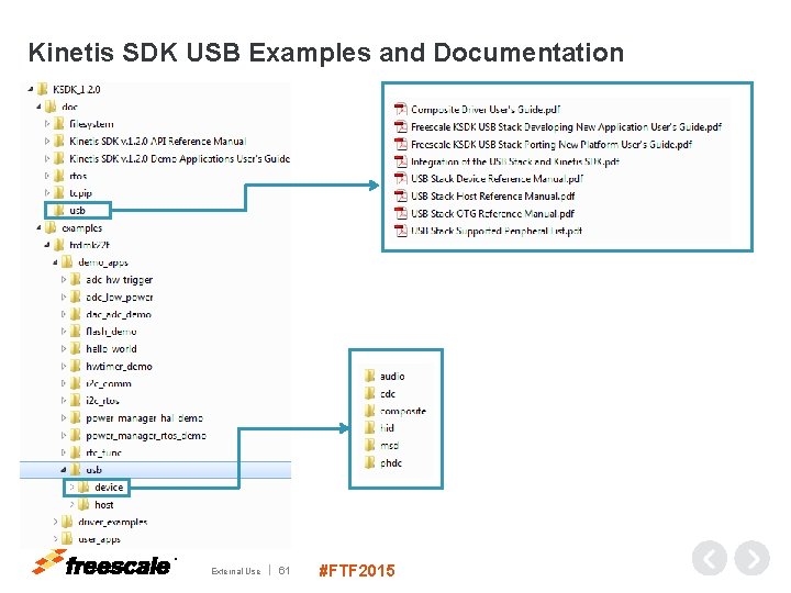 Kinetis SDK USB Examples and Documentation TM External Use 61 #FTF 2015 