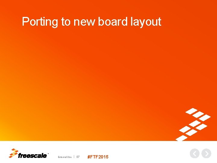 Porting to new board layout TM External Use 87 #FTF 2015 