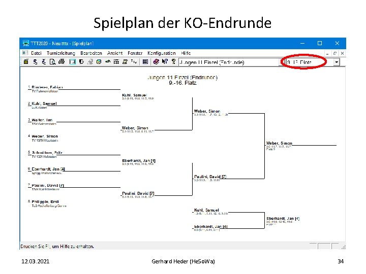 Spielplan der KO-Endrunde 12. 03. 2021 Gerhard Heder (He. So. Wa) 34 