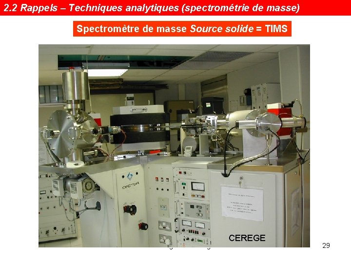 2. 2 Rappels – Techniques analytiques (spectrométrie de masse) Spectromètre de masse Source solide