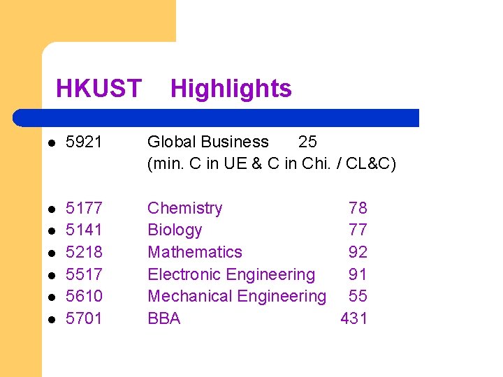 HKUST Highlights l 5921 Global Business 25 (min. C in UE & C in