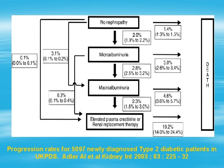 Progression rates for 5097 newly diagnosed Type 2 diabetic patients in UKPDS. Adler AI