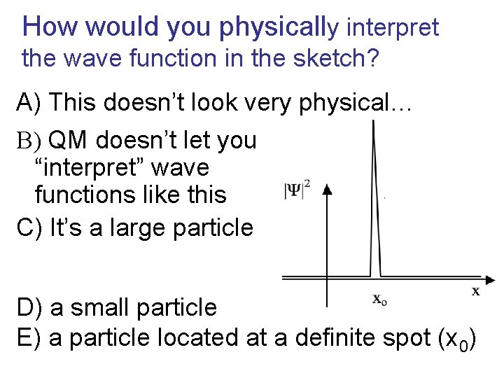 How would you physically interpret the wave function in the sketch? A) This doesn’t