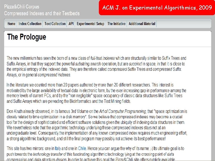 ACM J. on Experimental Algorithmics, 2009 