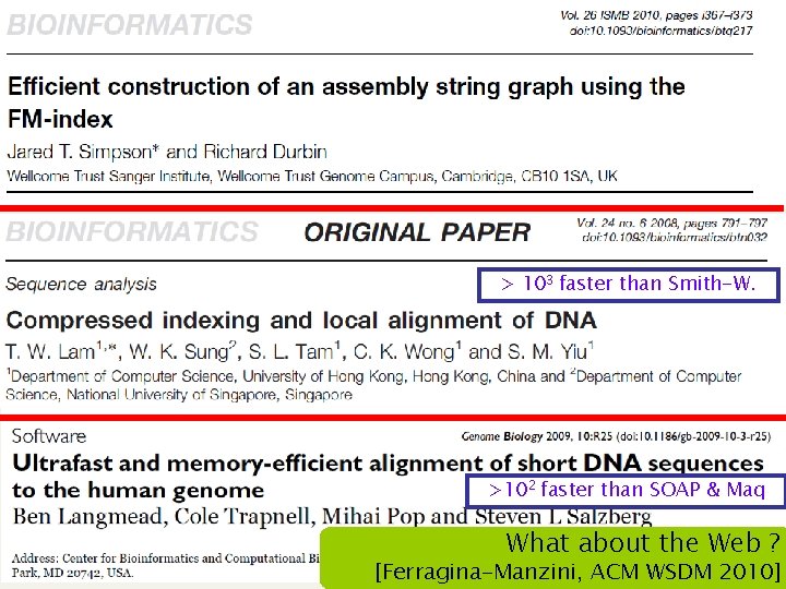 > 103 faster than Smith-W. >102 faster than SOAP & Maq What about the