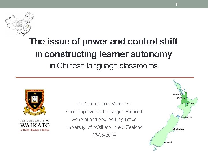 1 The issue of power and control shift in constructing learner autonomy in Chinese