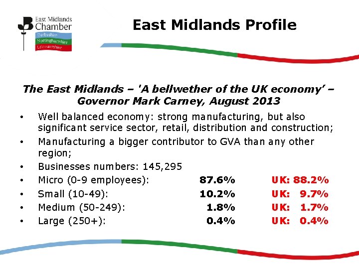 East Midlands Profile The East Midlands – 'A bellwether of the UK economy’ –