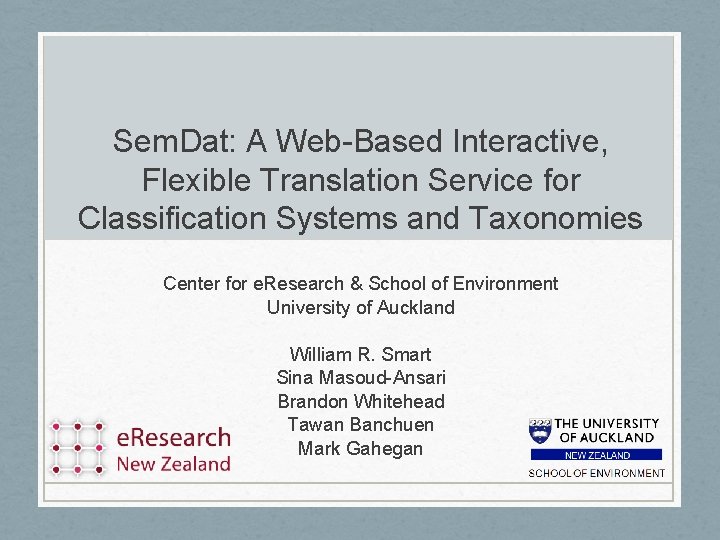 Sem. Dat: A Web-Based Interactive, Flexible Translation Service for Classification Systems and Taxonomies Center