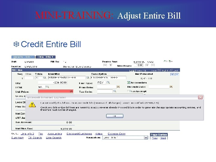 MINI-TRAINING: Adjust Entire Bill T Credit Entire Bill 