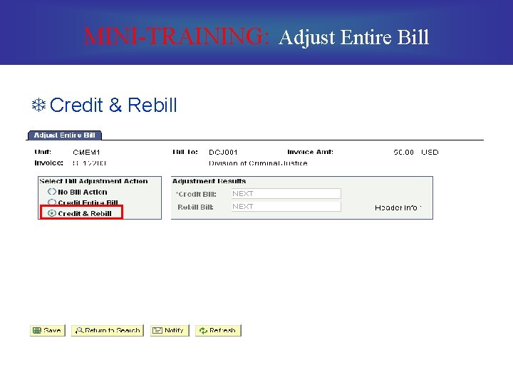 MINI-TRAINING: Adjust Entire Bill T Credit & Rebill 