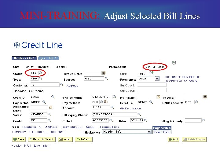 MINI-TRAINING: Adjust Selected Bill Lines T Credit Line 