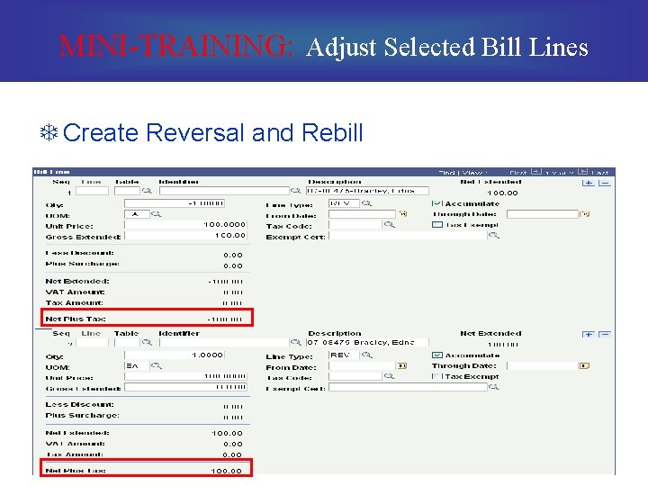 MINI-TRAINING: Adjust Selected Bill Lines T Create Reversal and Rebill 