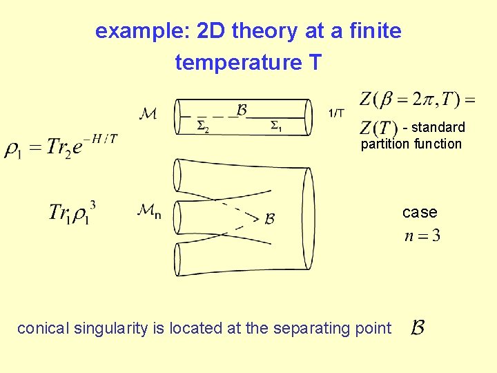 example: 2 D theory at a finite temperature T - standard partition function case