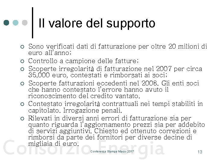 Il valore del supporto ¢ ¢ ¢ Sono verificati di fatturazione per oltre 20