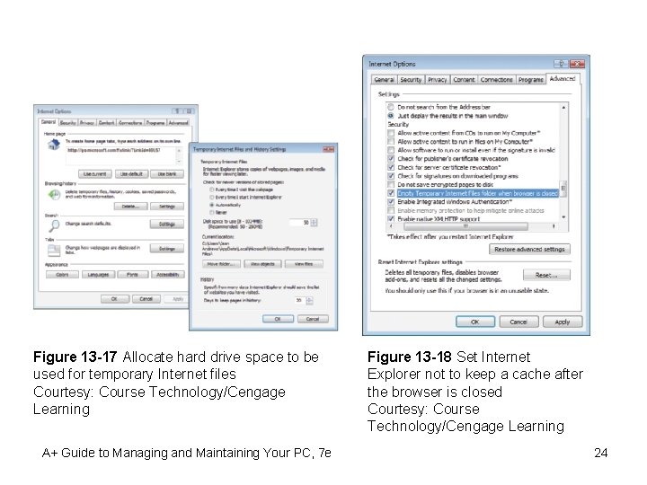 Figure 13 -17 Allocate hard drive space to be used for temporary Internet files