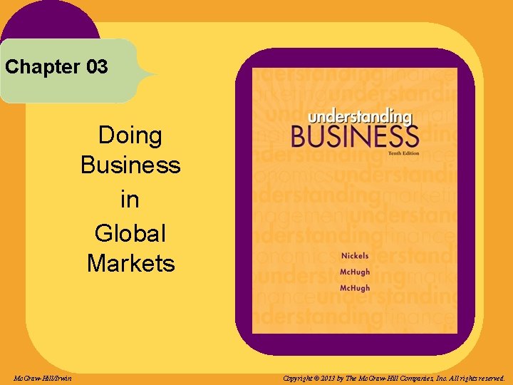 Chapter 03 Doing Business in Global Markets Mc. Graw-Hill/Irwin Copyright © 2013 by The