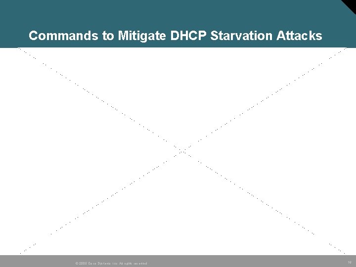 Commands to Mitigate DHCP Starvation Attacks © 2005 Cisco Systems, Inc. All rights reserved.