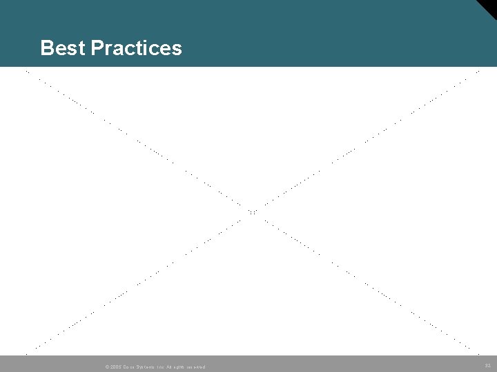 Best Practices © 2005 Cisco Systems, Inc. All rights reserved. 32 