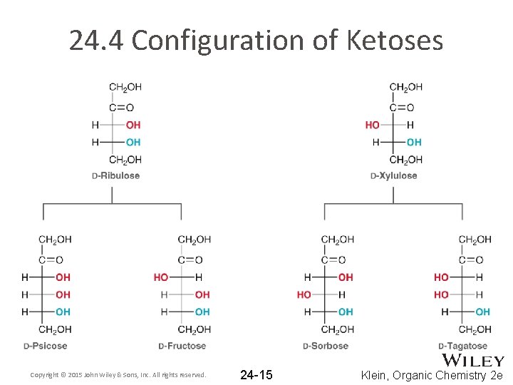 24. 4 Configuration of Ketoses Copyright © 2015 John Wiley & Sons, Inc. All