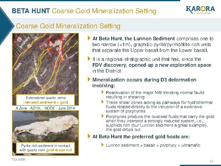 BETA HUNT Coarse Gold Mineralization Setting At Beta Hunt, the Lunnon Sediment comprises one