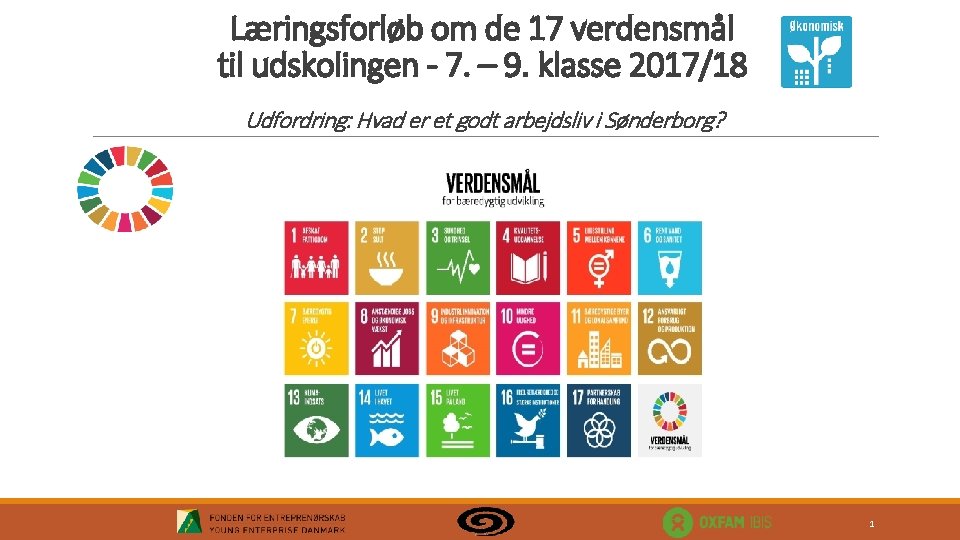 Læringsforløb om de 17 verdensmål til udskolingen - 7. – 9. klasse 2017/18 Udfordring: