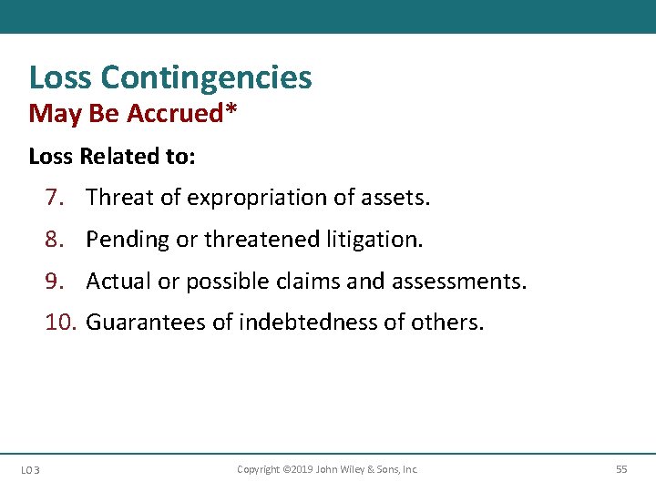 Loss Contingencies May Be Accrued* Loss Related to: 7. Threat of expropriation of assets. Loss Contingencies May Be Accrued* Loss Related to: 7. Threat of expropriation of assets.