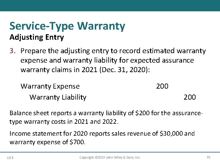 Service-Type Warranty Adjusting Entry 3. Prepare the adjusting entry to record estimated warranty expense