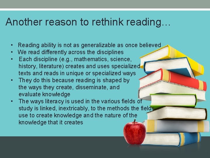 Another reason to rethink reading… • Reading ability is not as generalizable as once