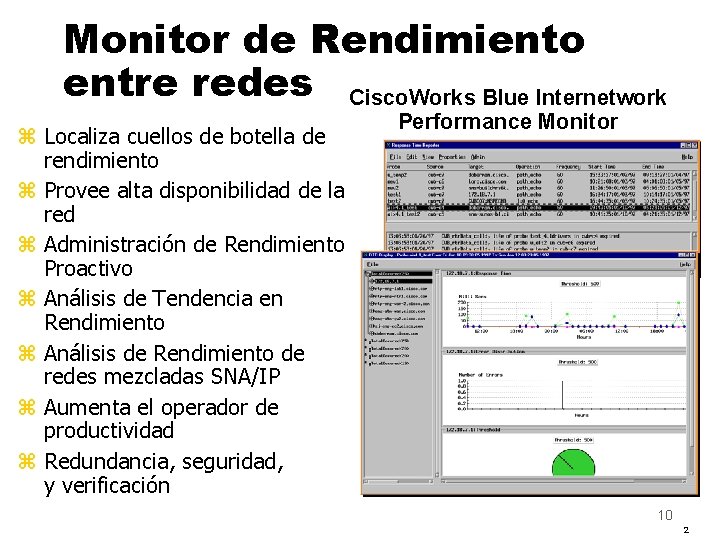 Monitor de Rendimiento entre redes Cisco. Works Blue Internetwork z Localiza cuellos de botella