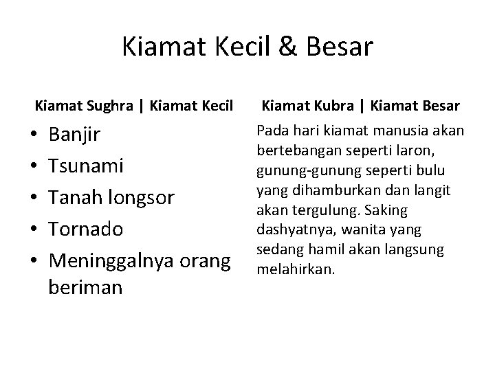 Kiamat Kecil & Besar Kiamat Sughra | Kiamat Kecil Kiamat Kubra | Kiamat Besar