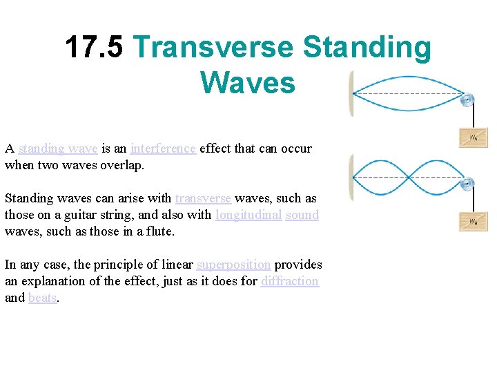 17. 5 Transverse Standing Waves A standing wave is an interference effect that can