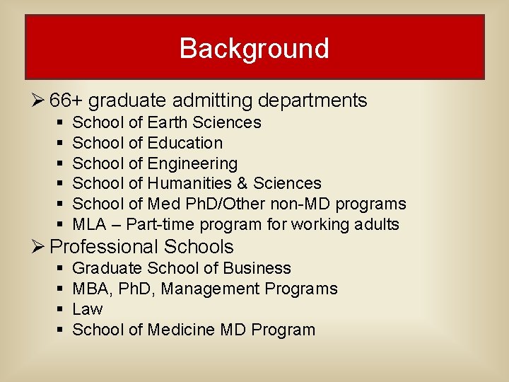 Background Ø 66+ graduate admitting departments § § § School of Earth Sciences School Background Ø 66+ graduate admitting departments § § § School of Earth Sciences School