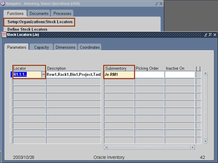 世新大學 ERP 實驗室 2003/10/28 Oracle Inventory 42 