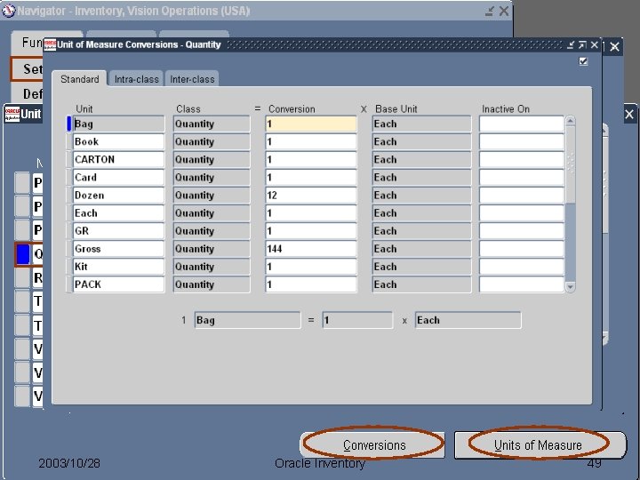 世新大學 ERP 實驗室 2003/10/28 Oracle Inventory 49 