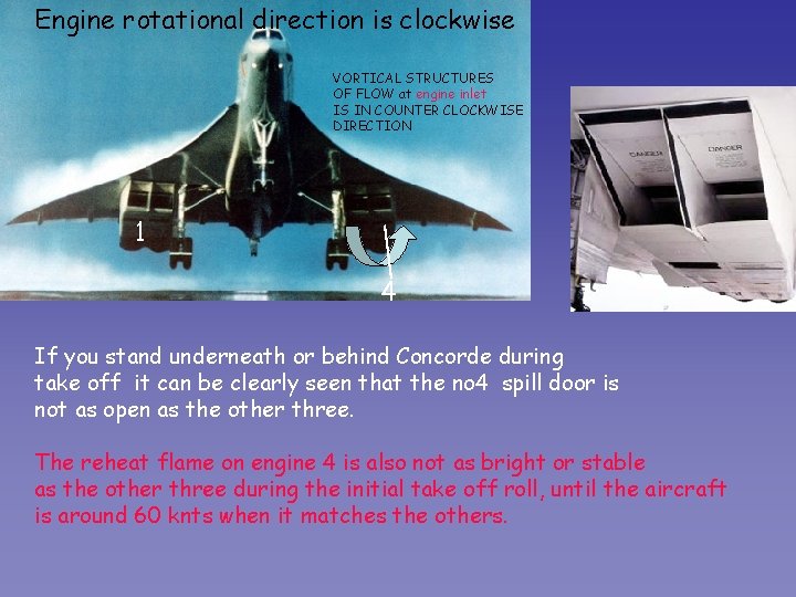 Engine rotational direction is clockwise VORTICAL STRUCTURES OF FLOW at engine inlet IS IN