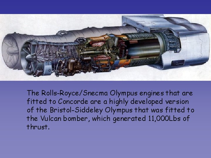 The Rolls-Royce/Snecma Olympus engines that are fitted to Concorde are a highly developed version