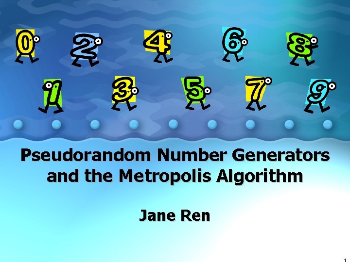 Pseudorandom Number Generators and the Metropolis Algorithm Jane Ren 