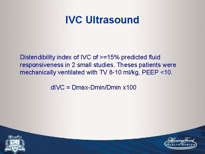 IVC Ultrasound Distendibility index of IVC of >=15% predicted fluid responsiveness in 2 small