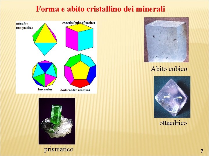 Forma e abito cristallino dei minerali Abito cubico ottaedrico prismatico 7 