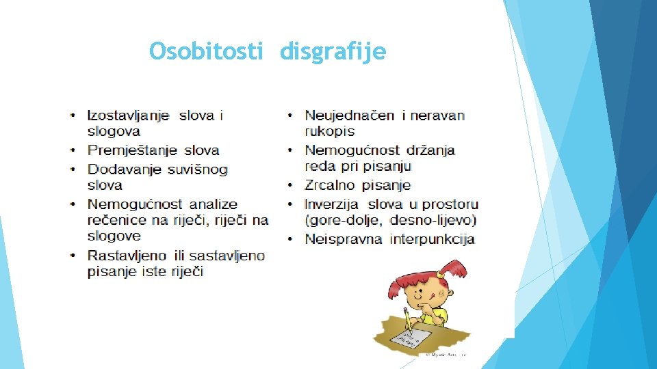 Osobitosti disgrafije 