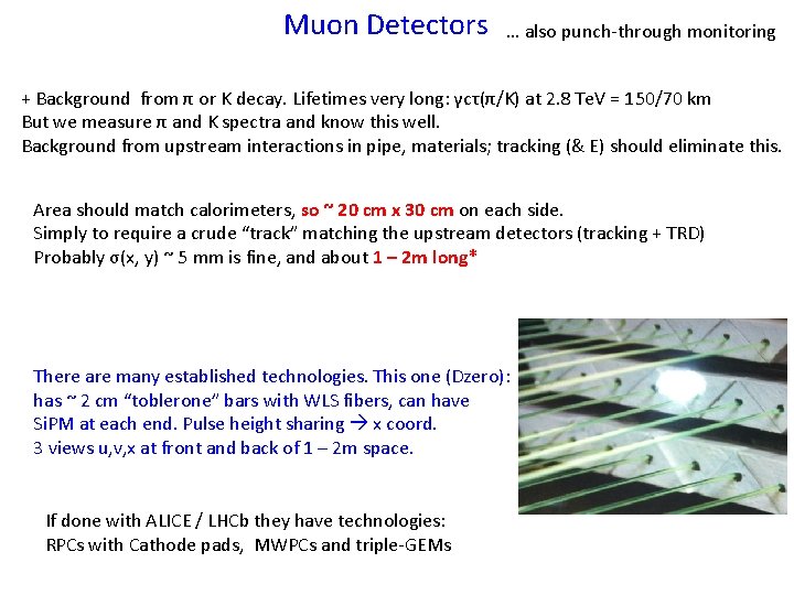 Muon Detectors … also punch-through monitoring + Background from π or K decay. Lifetimes