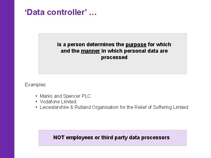 ‘Data controller’ … is a person determines the purpose for which and the manner